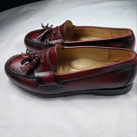 Cole Haan Mens Mahogany Brown Leather Slip-On Tassel Loafer 8.5 - Picture 3 of 14